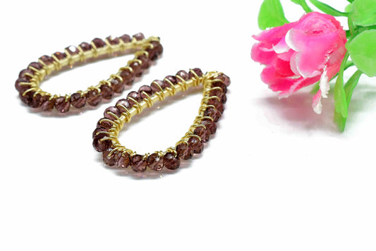 Amethyst Wire Wrapped Earring,Gemstone Component,Handmade Earring,Dangle Earring Component,Findings Earring Component,Connector Jewelry,Gift