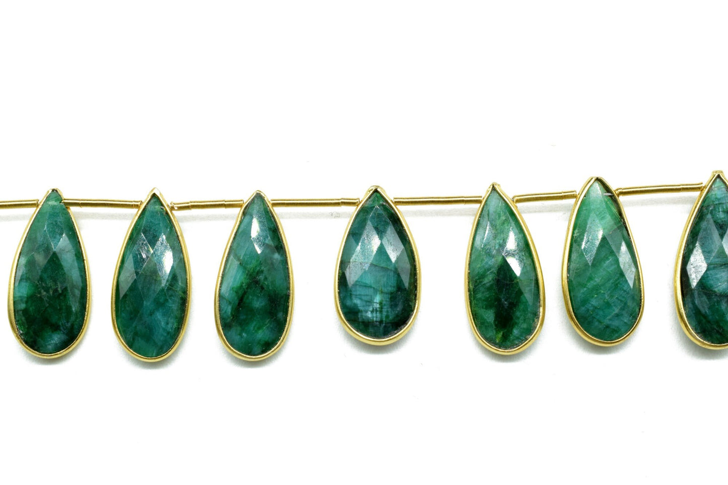 Emerald 8x20mm Pear shape charm 10 pieces strand,Checker Board cut Emerald Pendant,Emerald Pear Briolettes,Emerald single bail connectors