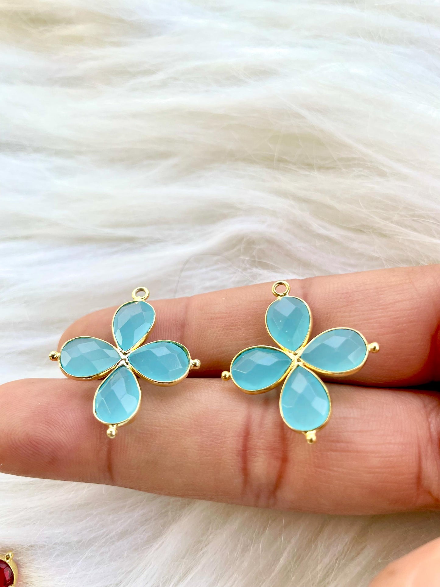 peru Chalcedony Teardrop Pendant,Gemstone jewelry,,Chalcedony Bezel connectors,Gemstone Bracelet Charm,Single Loop connector,Wife Gifts,P122