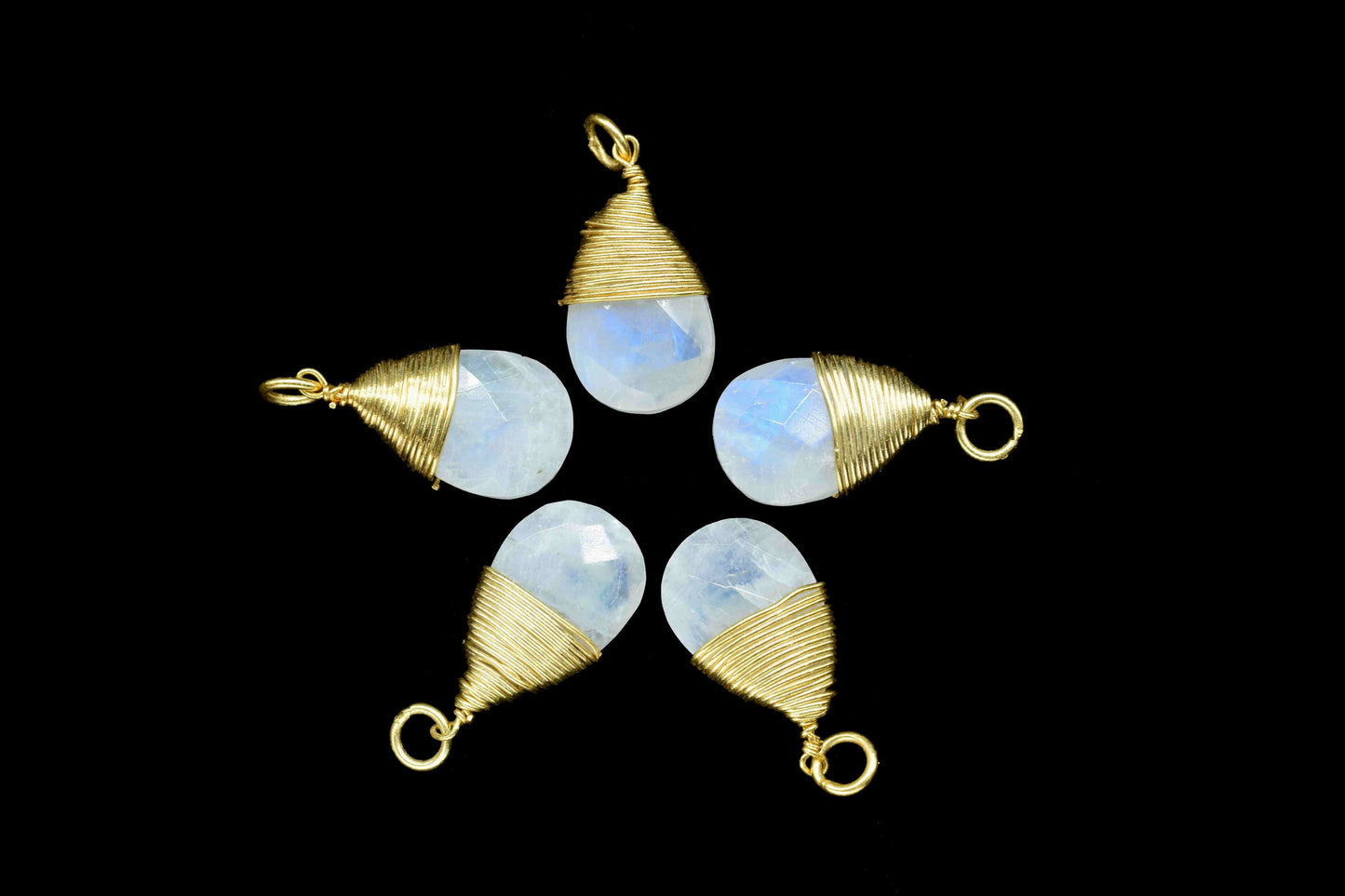 Rainbow Moonstone Faceted Connector,Gemstone Wire Wrapped Pendant,10x18mm Pendant Jewelry,Wire Wrapped Necklace,Moonstone Jewelry,Connector,