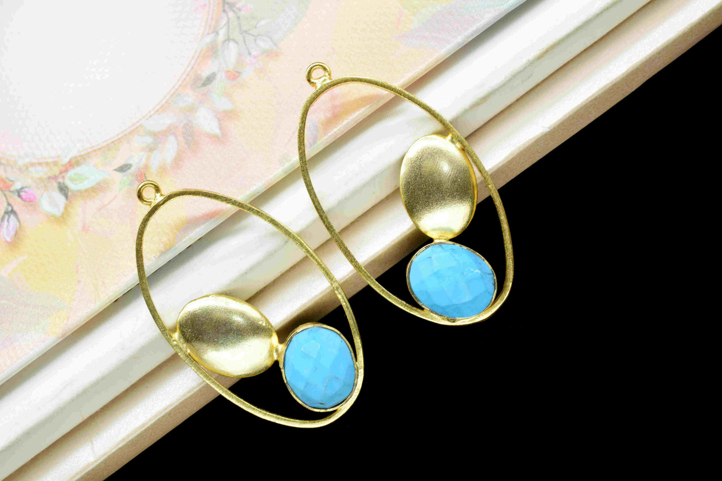 Copper Turquoise Gemstone Oval Shape Pendant,Single Bail Pendant,Turquoise Pendant,Faceted Turquoise,Gemstone Charm Jewelry,Finding Jewelry