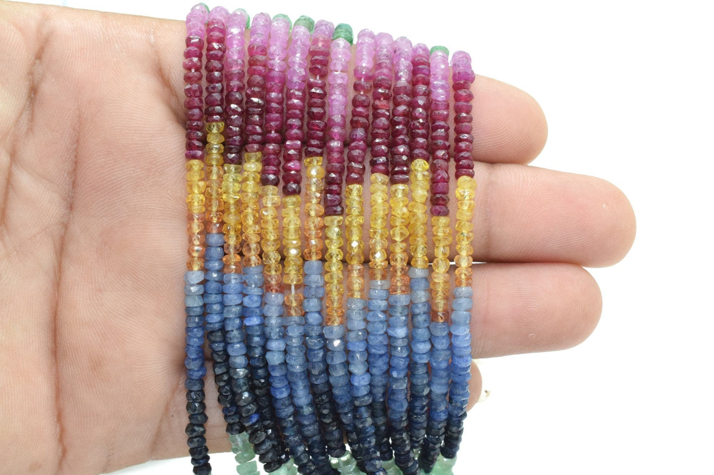 Genuine multi Sapphire beads,rondlle faceted beads,top Quality beads, 3mm to 4 MM beads strand,sapphire faceted beads,multi sapphire beads