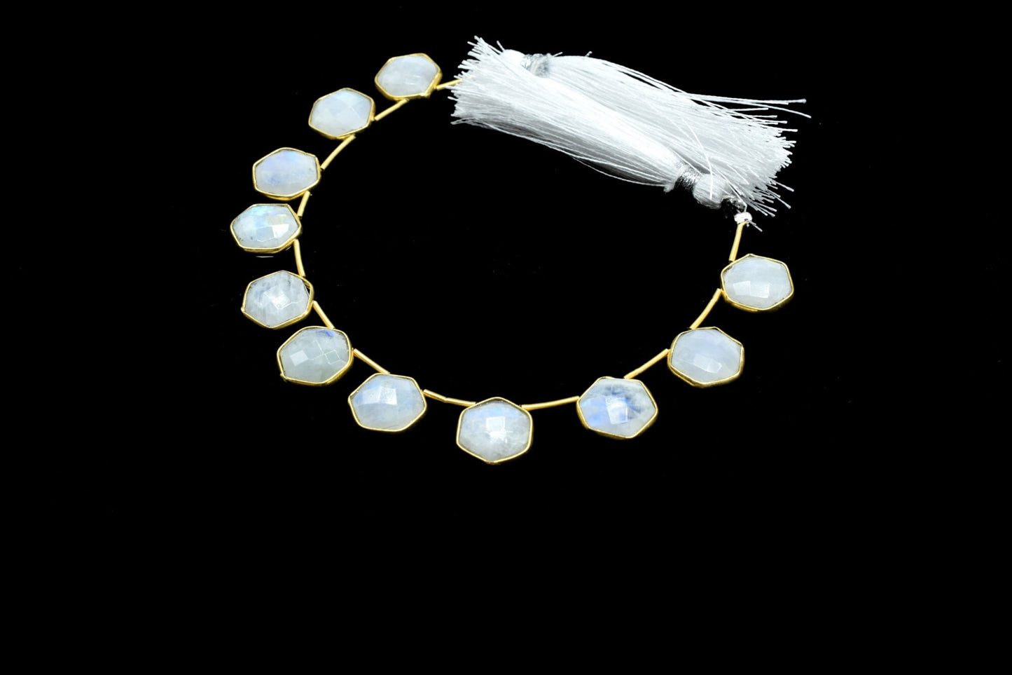 Rainbow Moonstone 10mm Faceted Hexagon Shape Single Bail Connector strand,Moonstone Brass connectors,Moonstone Hexagon Pendant,