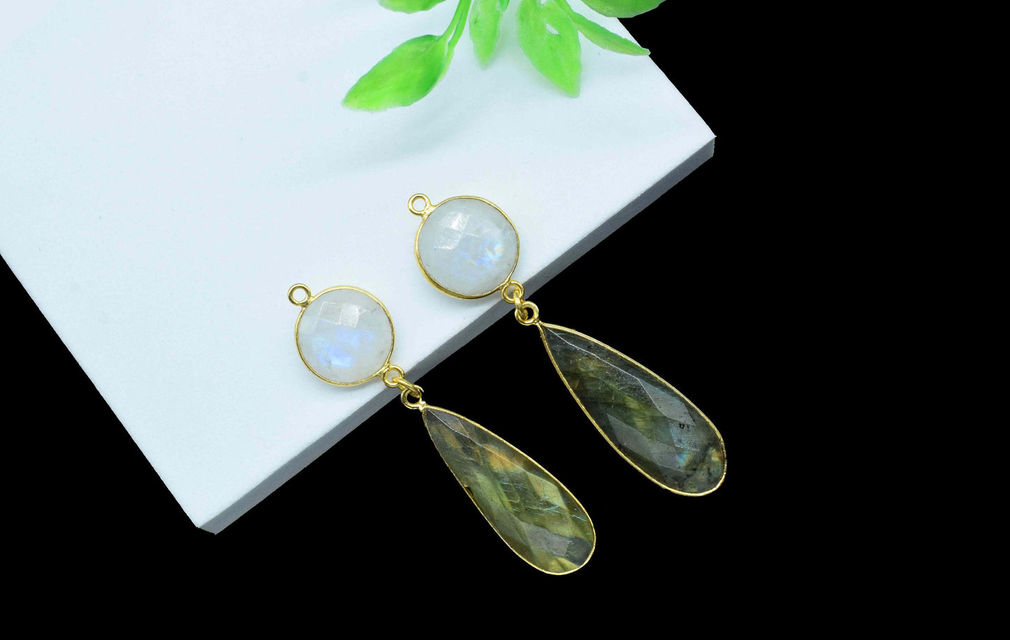 Labradorite Dangle pendant Charms,Multi Gemstone pendant Connectors,Rainbow Dangle Earring,Handmade pendant,Station Link,Component jewelry