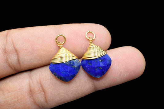 Lapis Lazuli Square Faceted Connector,Gemstone Wire Wrapped Pendant,Loop Connector,Pendant Jewelry,Wire Wrapped Necklace,Lapis Jewelry,Gift