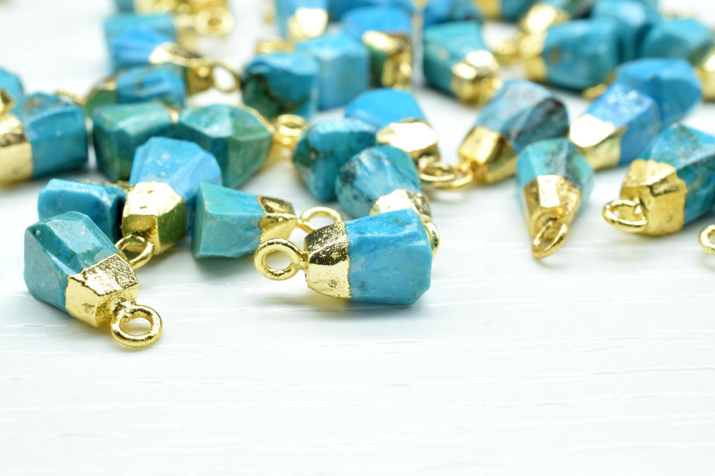 Blue Turquoise Raw Pendants,Turquoise Pendant Connector Jewelry Necklace,Rough Electroplated Chams,Loose Stone Pendant,Gemstone Pendant,gift