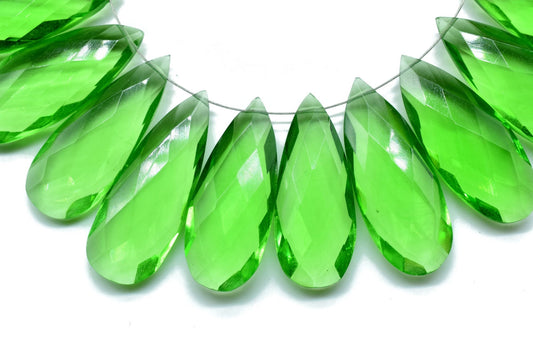 Green Amethyst Faceted 12x30mm Pear Shape Beads,Long Pear Shape Briolettes,Long Teardrop Beads,Gemstone for Jewellery,Green Amethyst Beads