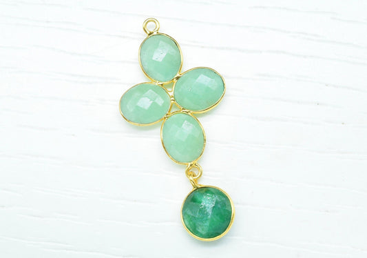 Amazonite Earring Connector,Handmade Component Jewelry,Station Link Connector,Emerald Pendant Jewelry,Mixed Gemstone Bezels Pendant Charm