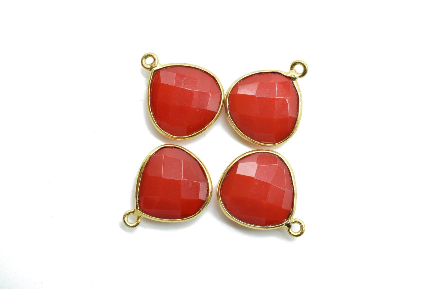 Carnelian 14mm Heart shape Single bail Connector,Carnelian Bezel One Loop Gold plated charms,Natural Carnelian, Bezel Heart Shape Connector