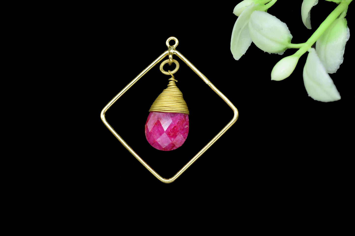 Gemstone Square Connectors,Teardrop Beads Dangle Earring,Station Link Supply,Handmade Jewelry,Finding Square Pendant,Wire Wrapped Component