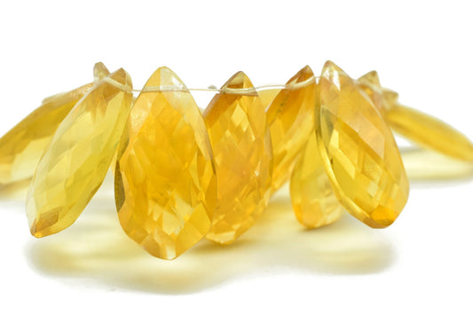Citrine 10x20mm Faceted Pear Shape Briolette,Citrine Briolette 10 Pc pack,Superb Item at Low Price,Citrine Finest Quality Briolettes,Citrine