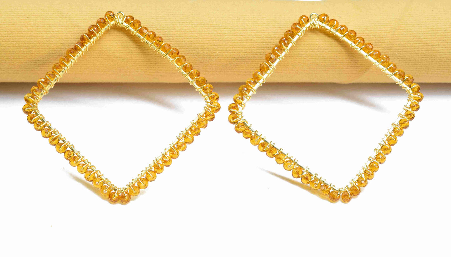 Citrine Beaded Earring Connector,Gemstone Wire Wrapped Components,Dangle Earring Component,Finding Necklace,Pendant Jewelry Connectors,Gift