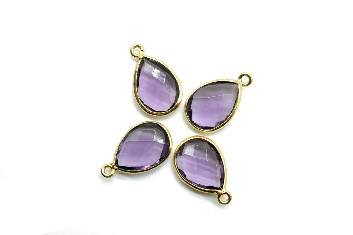 Amethyst 10x14mm Pear shape charm,Amethyst  Pear pendant,Amethyst Gold Plated bezel,jewelry making charms craft,Amethyst  Birthstone charm