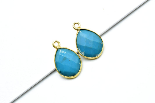 Turquoise 10x13mm Eye shape Single bail Connector,Turquoise Single Bail Bezel Link,Jewelry making supplies,Turquoise Single Loop  Pendant