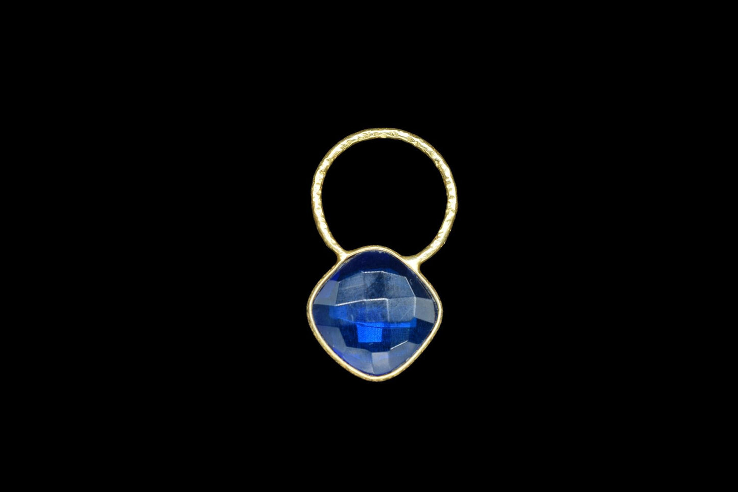 Blue Topaz Pendant/Gemstone Component/Charms Neckalce Pendant/Cushion Shape Charm/Wholesale Supply/Gold Plated Jewellery/B'day Gift