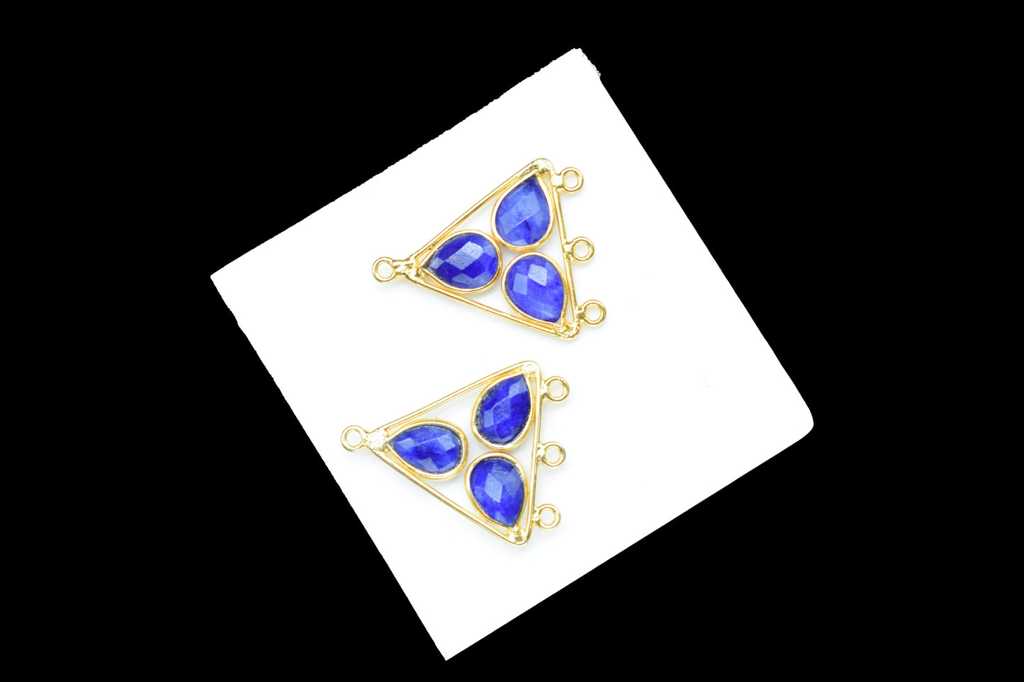 Blue Sapphire Teardrop Faceted Bezel Connector,Precious Gemstone Jewelry,Natural Gemstone Pendant,Jewelry Component,Tringle Shape Pendant,