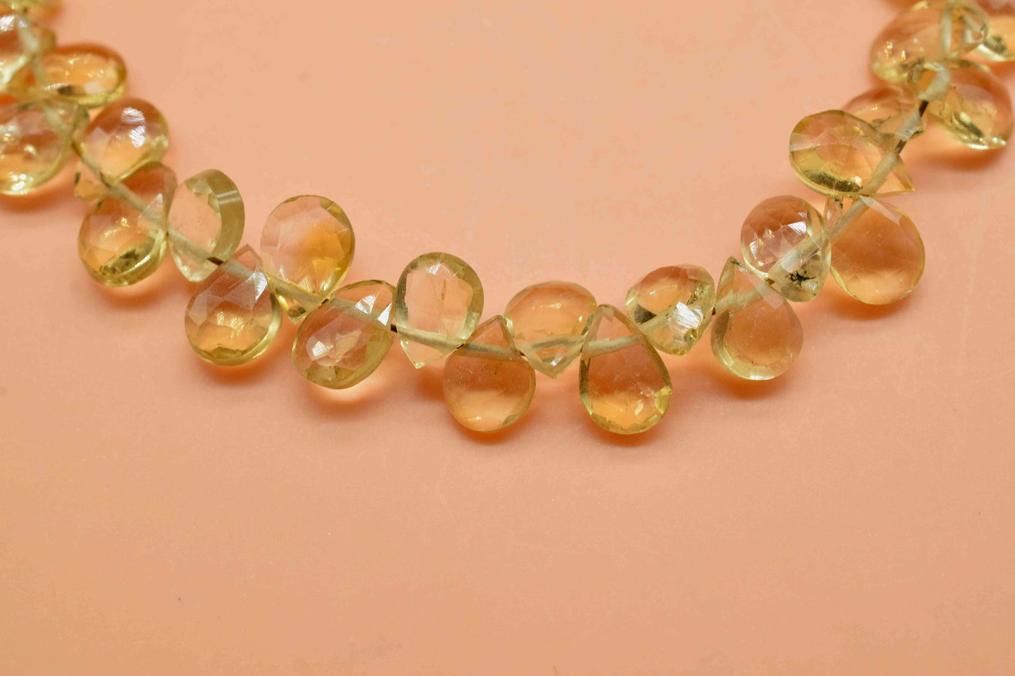 Citrine 6x8mm Pear Shape Briolettes, Gemstone Faceted Pear Shape Beads, 6 Inch Strand,Citrine Faceted Teardrop,Citrine Quartz Strand Jewelry