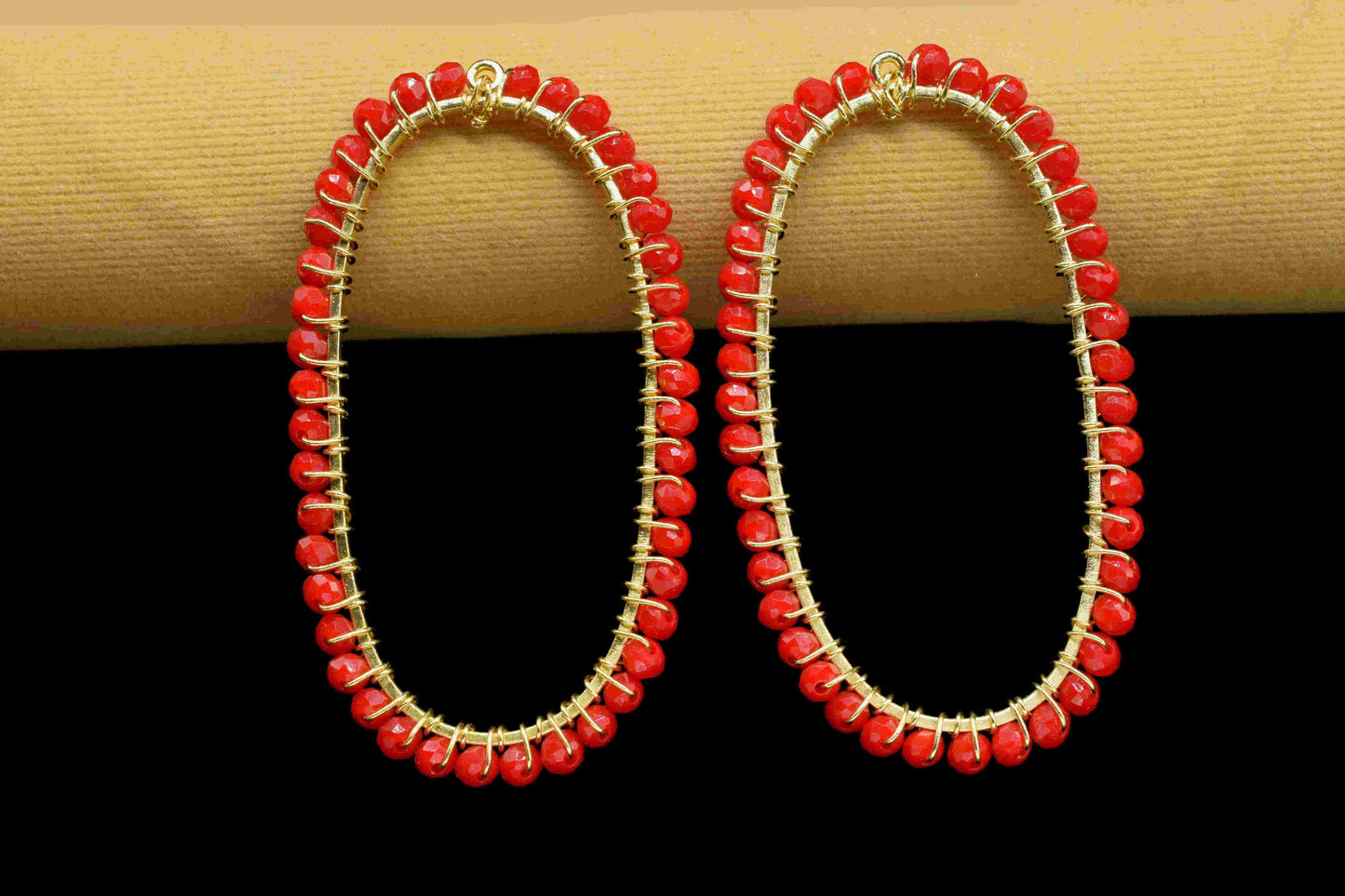Red Coral beads Finding Connector,Oval Pendant Component,Red Handmade Connector,Finding Necklace,Beaded Finding Component,Red Coral jewelry,