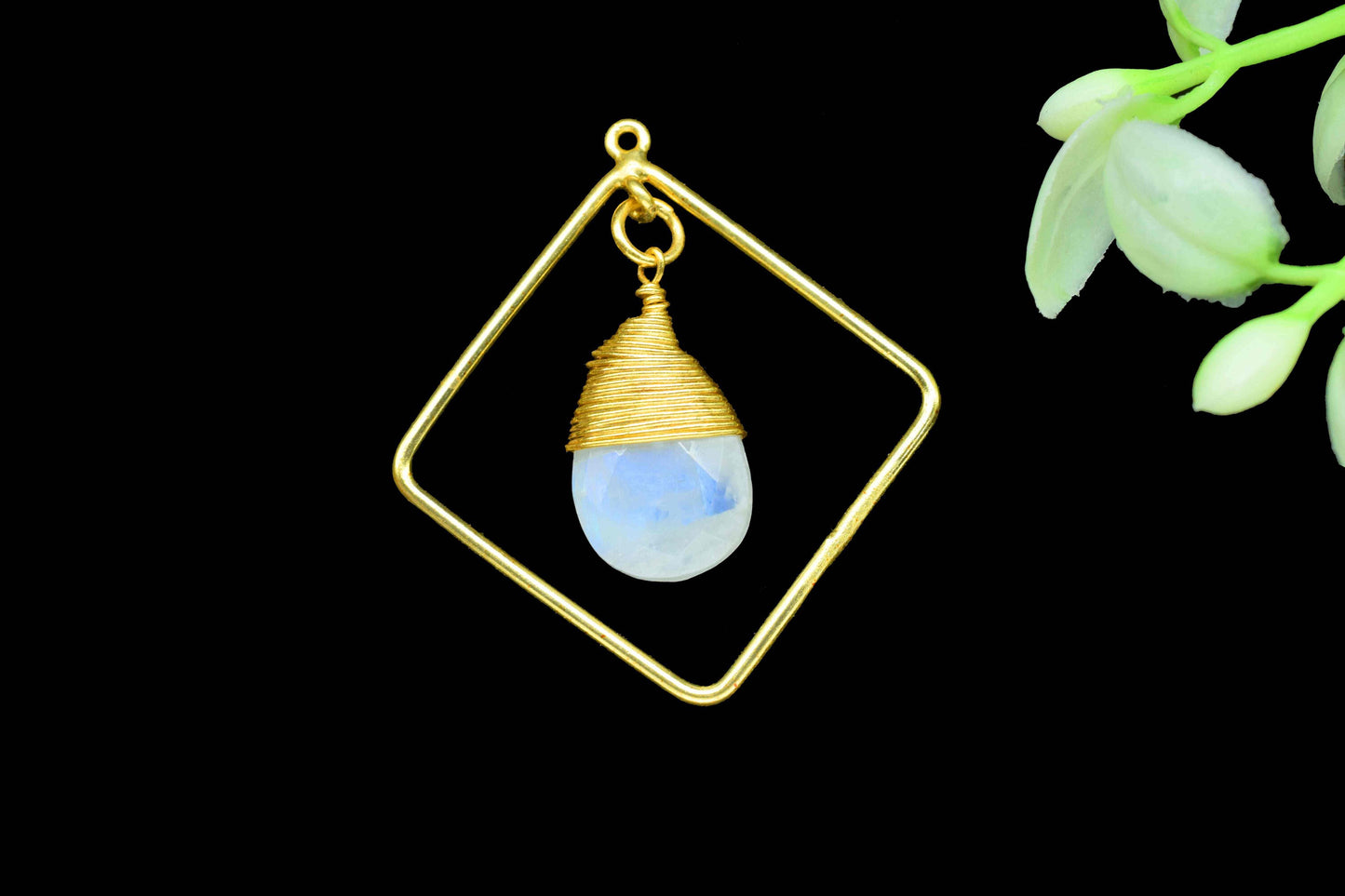 Gemstone Square Connectors,Teardrop Beads Dangle Earring,Station Link Supply,Handmade Jewelry,Finding Square Pendant,Wire Wrapped Component