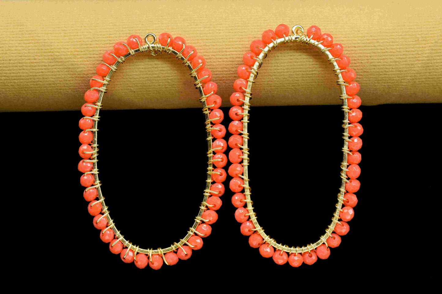 Carnelian Wire Wrapped Connector,Oval Pendant Component,Carnelian Handmade link,Beaded Hoop Finding Component,Carnelian Pendant Jewelry,Gift