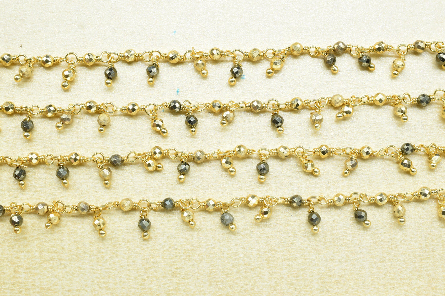 Pyrite Cluster Rosary Chain,Gemstone Chain,Wire Wrap Dangling Faceted Chain,Pyrite Beads Rosary Chains,Handmade Rosary Jewelry,Station Link,