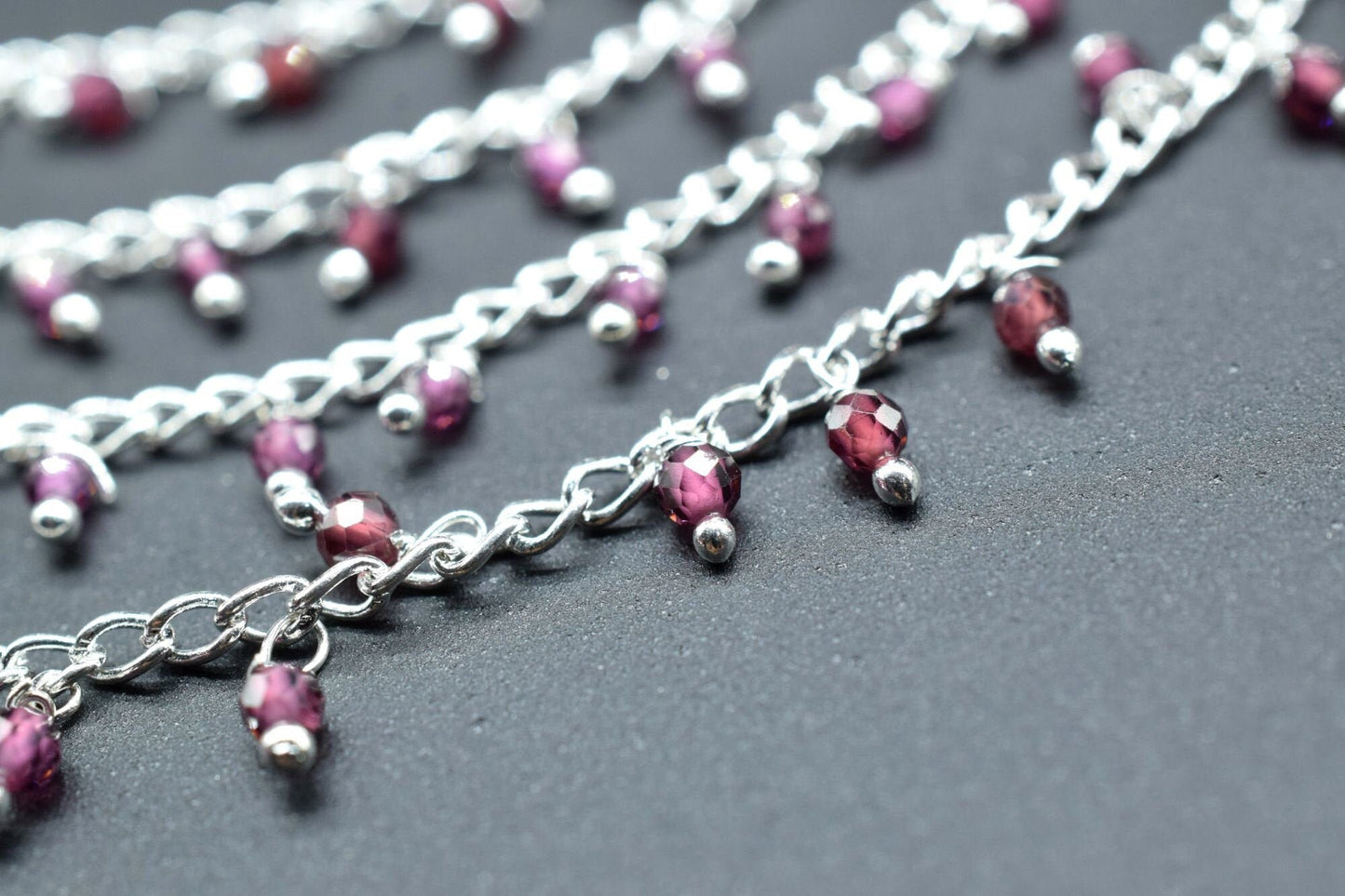 arnet Cluster Rosary,2mm Faceted Beads Rosary Roll,Wire Wrapped Bead Rosary Chain,Dangling Rosary Chain,Jewelry Making Supply,Garnet Rosary