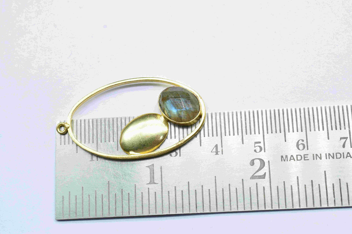 Labradorite Gemstone Component Oval Shape Single Bail Charm,Labradorite Connector Pendant,Finding Gold Plated Connectors,Labradorite Jewelry