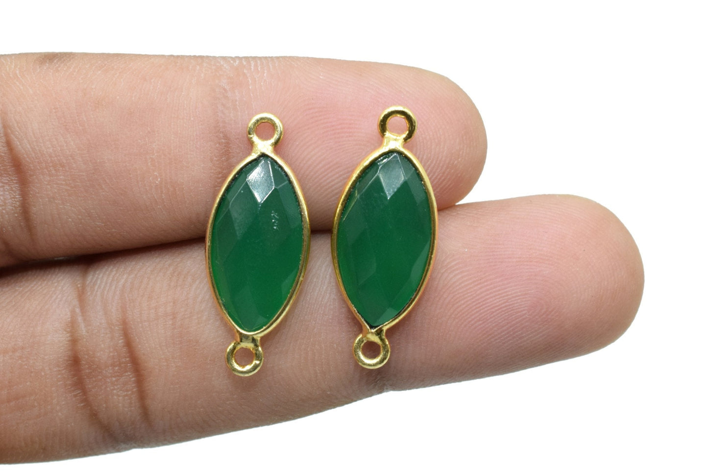 Green Onyx 8x16mm marquise shape double bail Connector,Green Onyx Double Bail,Jewelry making supplies,Double Bail Charm Pendant, Bezel Link