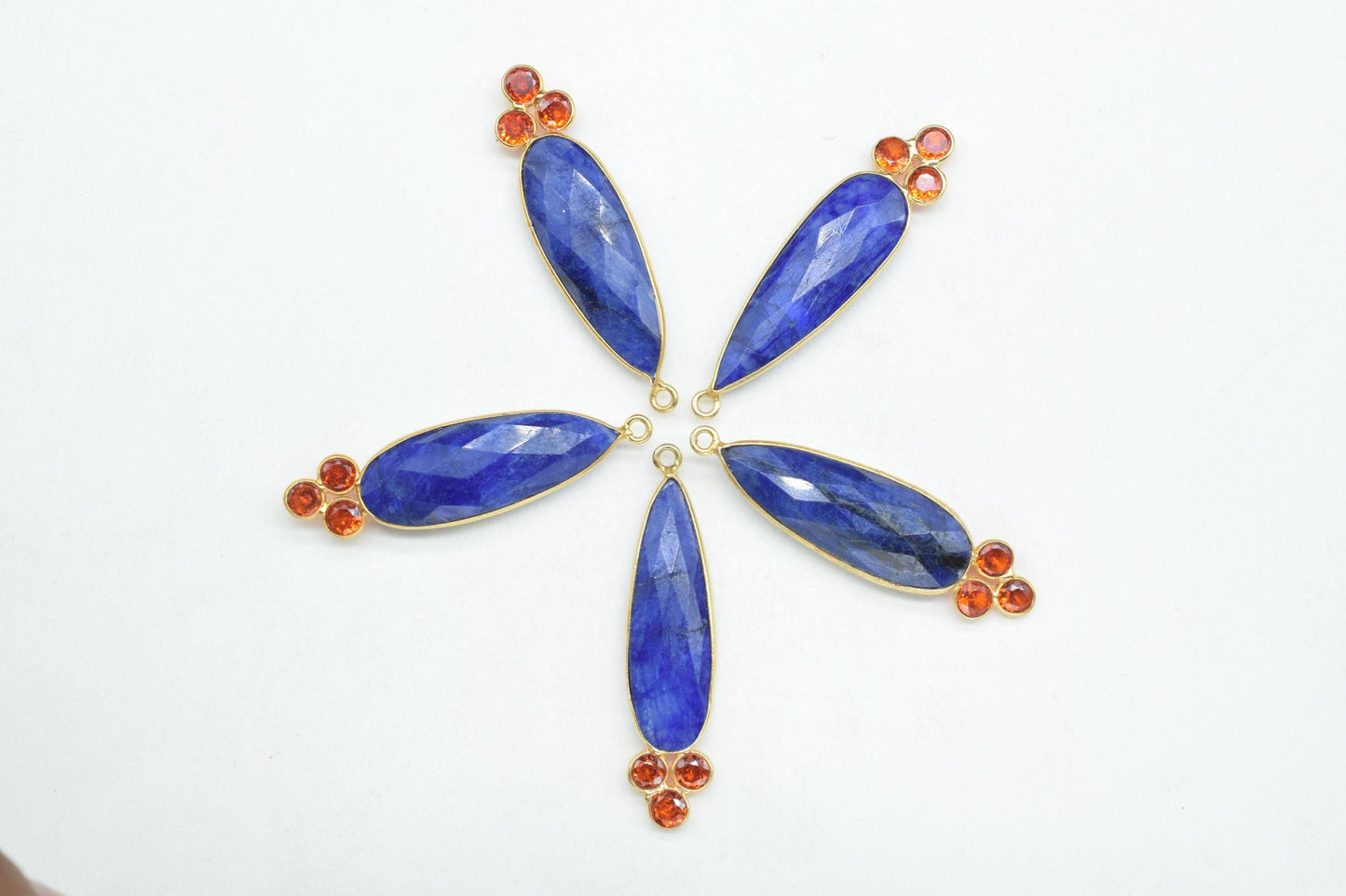 Blue Sapphire 10x30mm Teardrop Bezel charms,Blue Sapphire Pendant,Gemstone connector,Sapphire Jewelry,Cubic zirconia Bezel charms,Gifts,P121