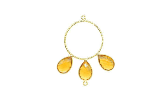 Citrine Pendant/Gold Plated Jewellery/Connector Jewellery/Gemstone Jewellery/Brass Connector Jewellery/Double Bail Pendant/Citrine Jewelry
