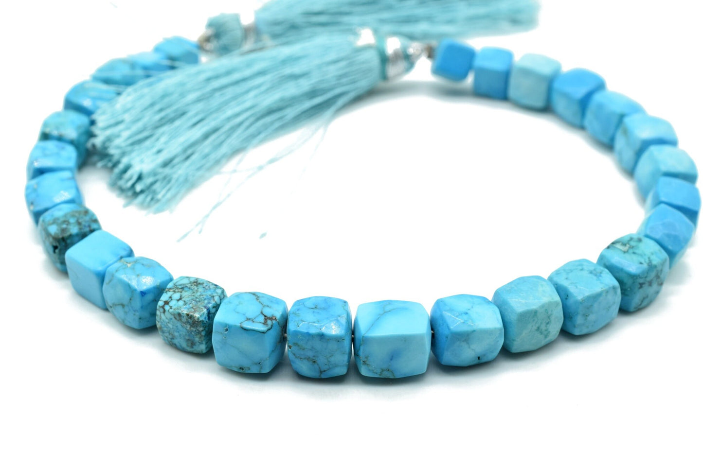 Copper Turquoise Faceted 7mm Cube Beads,Genuine Natural Blue Turquoise,Micro Faceted Laser Diamond Cut 8" Strand,Turquoise Rectangle Nuggets