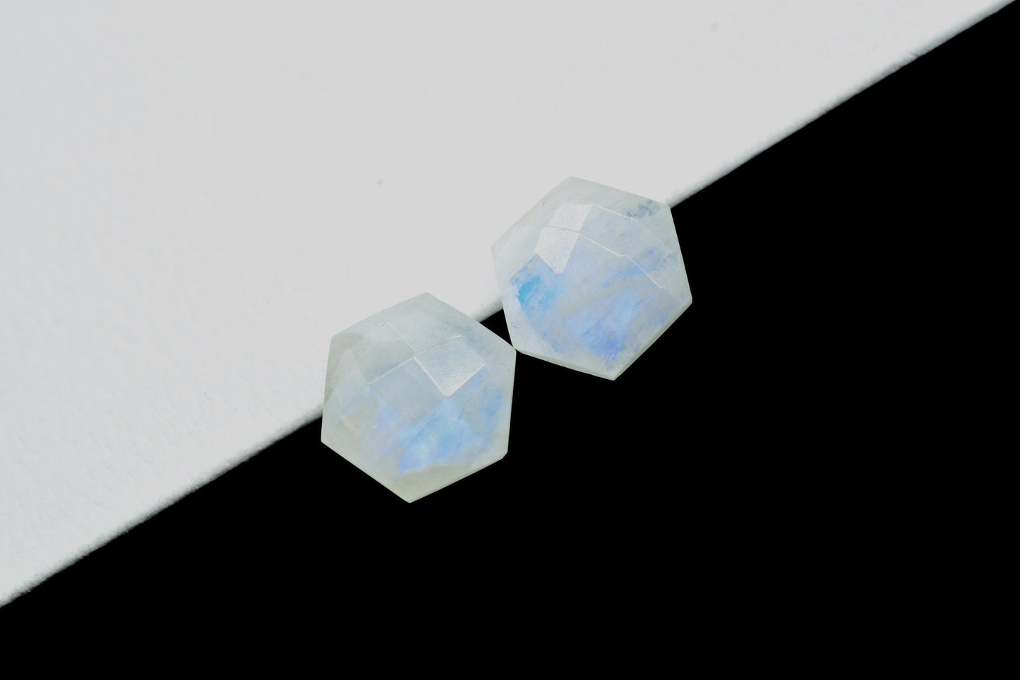 Moonstone faceted 10mm Hexagon Briolettes,Moonstone Hexagon Beads,Gemstone Hexagon Beads,Rainbow Moonstone Hexagon Beads,Fancy Briolettes