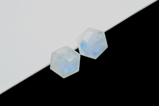 Moonstone faceted 10mm Hexagon Briolettes,Moonstone Hexagon Beads,Gemstone Hexagon Beads,Rainbow Moonstone Hexagon Beads,Fancy Briolettes