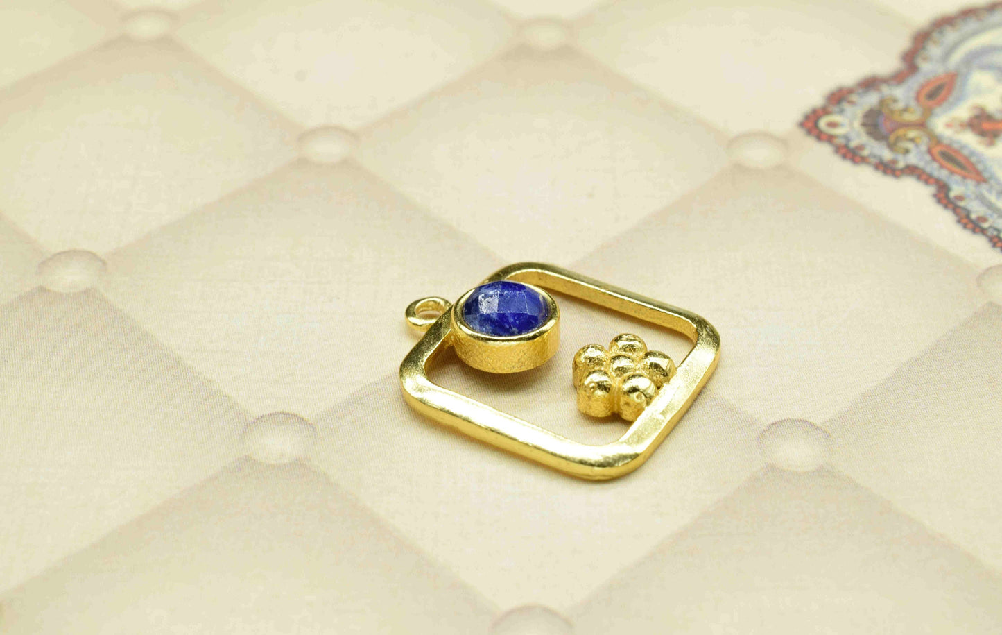 Sapphire Gemstone Component , Sapphire  Connector Pendant , Gold Plated Connectors , Pendant Jewelry , Earring Component , Women Jewelry