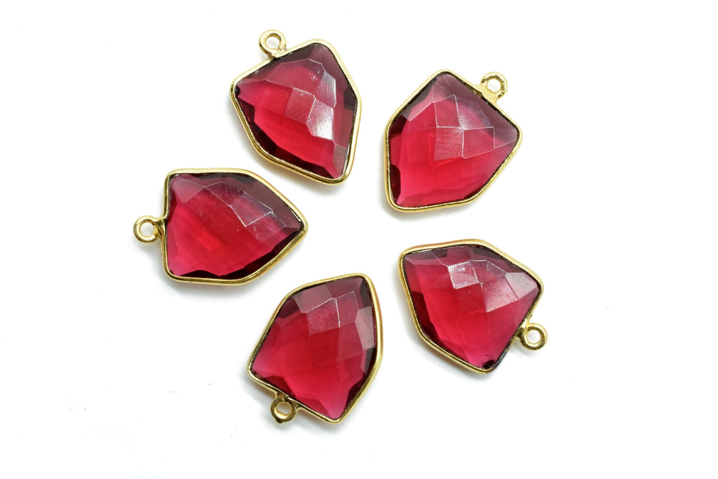 Pink Tourmaline 13x17mm Bezel charm,Pink Tourmaline fancy pendant,Tourmaline Gold Plated bezel,Faceted Charms Connector Jewelry Making Piece