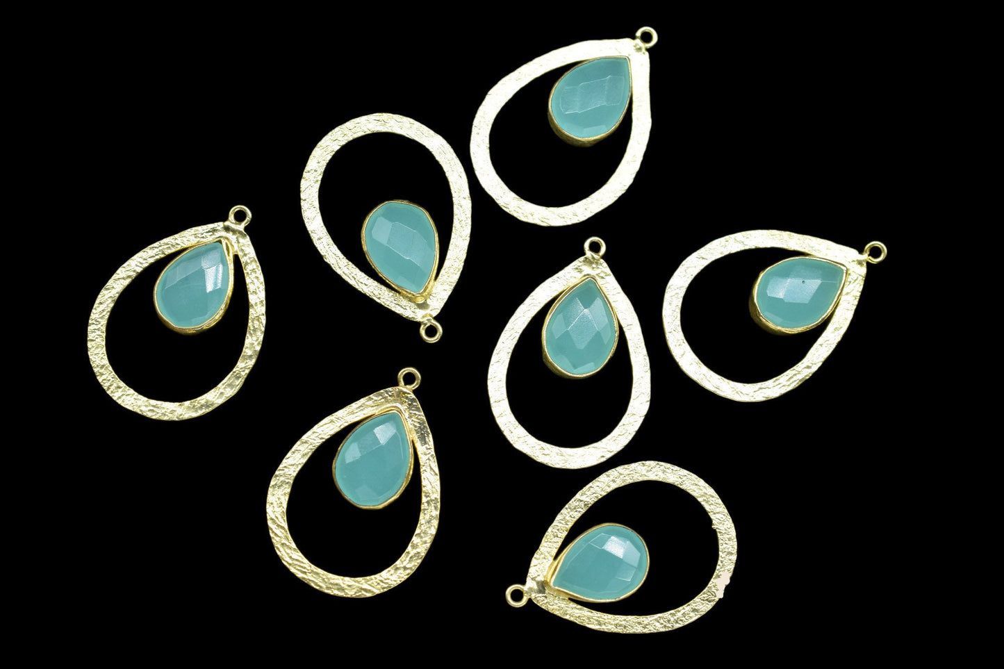 Aqua Chalcedony Gemstone Pendant/Pear Shape Pendant/Bezel Pendant/Jewelry making Stone/Gold Plated Jewelry/Connector Jewelry/Handmade/Gift