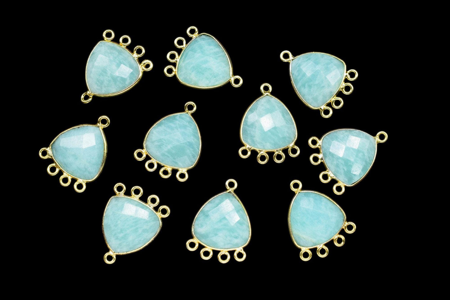 Amazonite 15mm Triangle Bezel Connector/Gold Plated Jewelry/Women Jewelry/Connector Jewelry/Handmade Connector/Connector Jewelry/B'day Gift