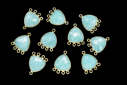 Amazonite 15mm Triangle Bezel Connector/Gold Plated Jewelry/Women Jewelry/Connector Jewelry/Handmade Connector/Connector Jewelry/B'day Gift