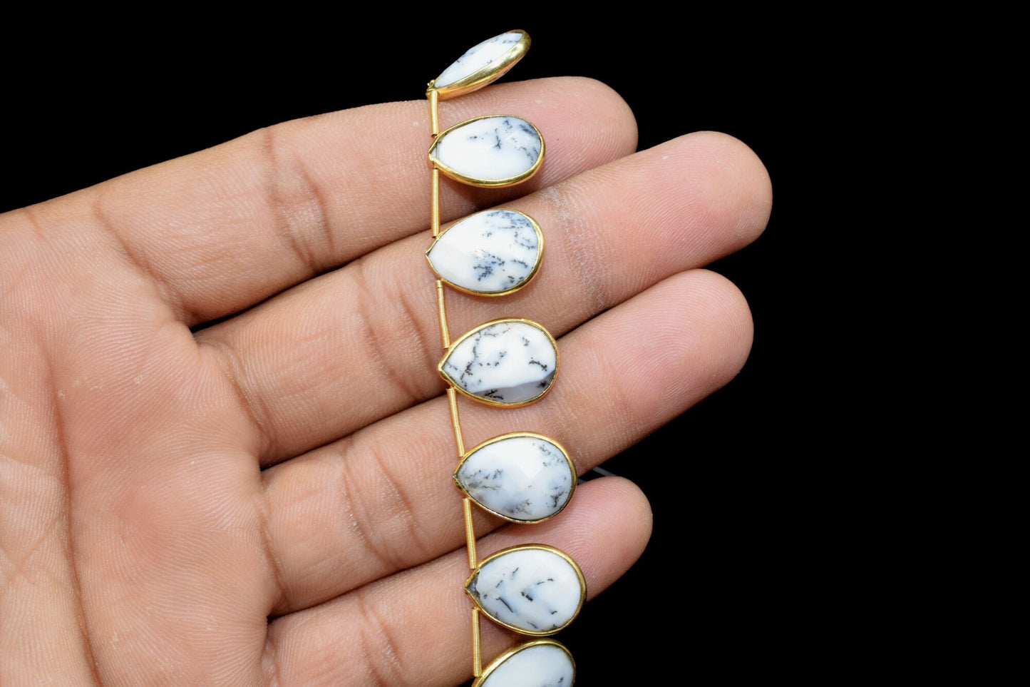 Dendrite Opal Gold Plated Charms,Single loop connectors,Dendrite Opal Bezel Findings,10x14mm Single Bail Charm Pendants.Dendrite Opal Bezel
