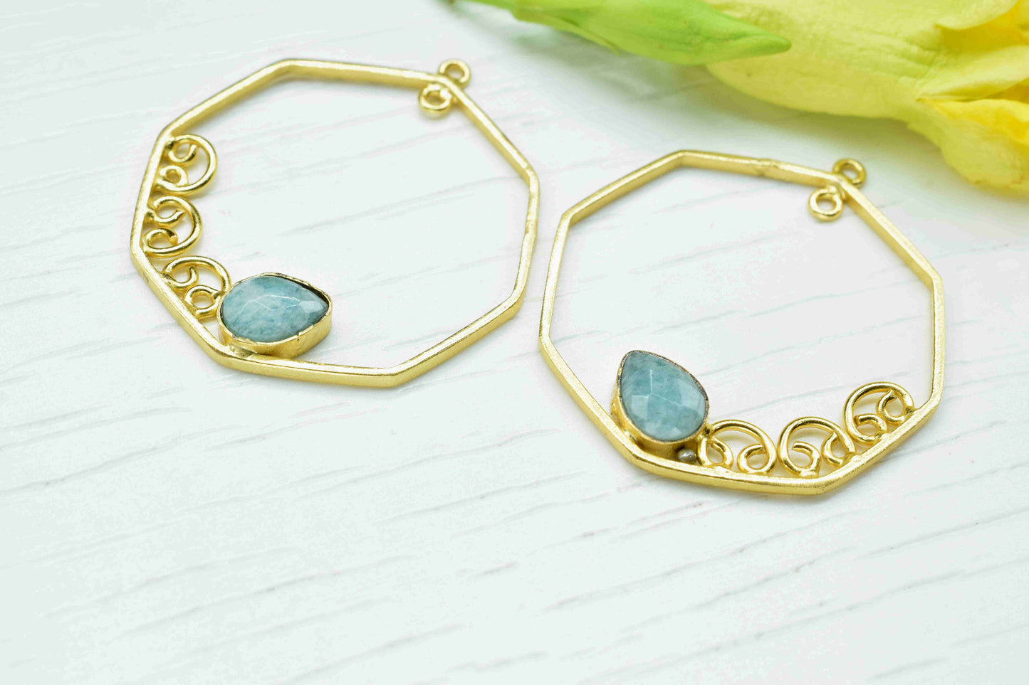 Natural Amazonite 6x8mm Teardrop Shape Pendant,Gemstone Pendant Jewelry,32mm Hexagon Shape PendantJewelry,Amazonite Faceted ComponentJewelry