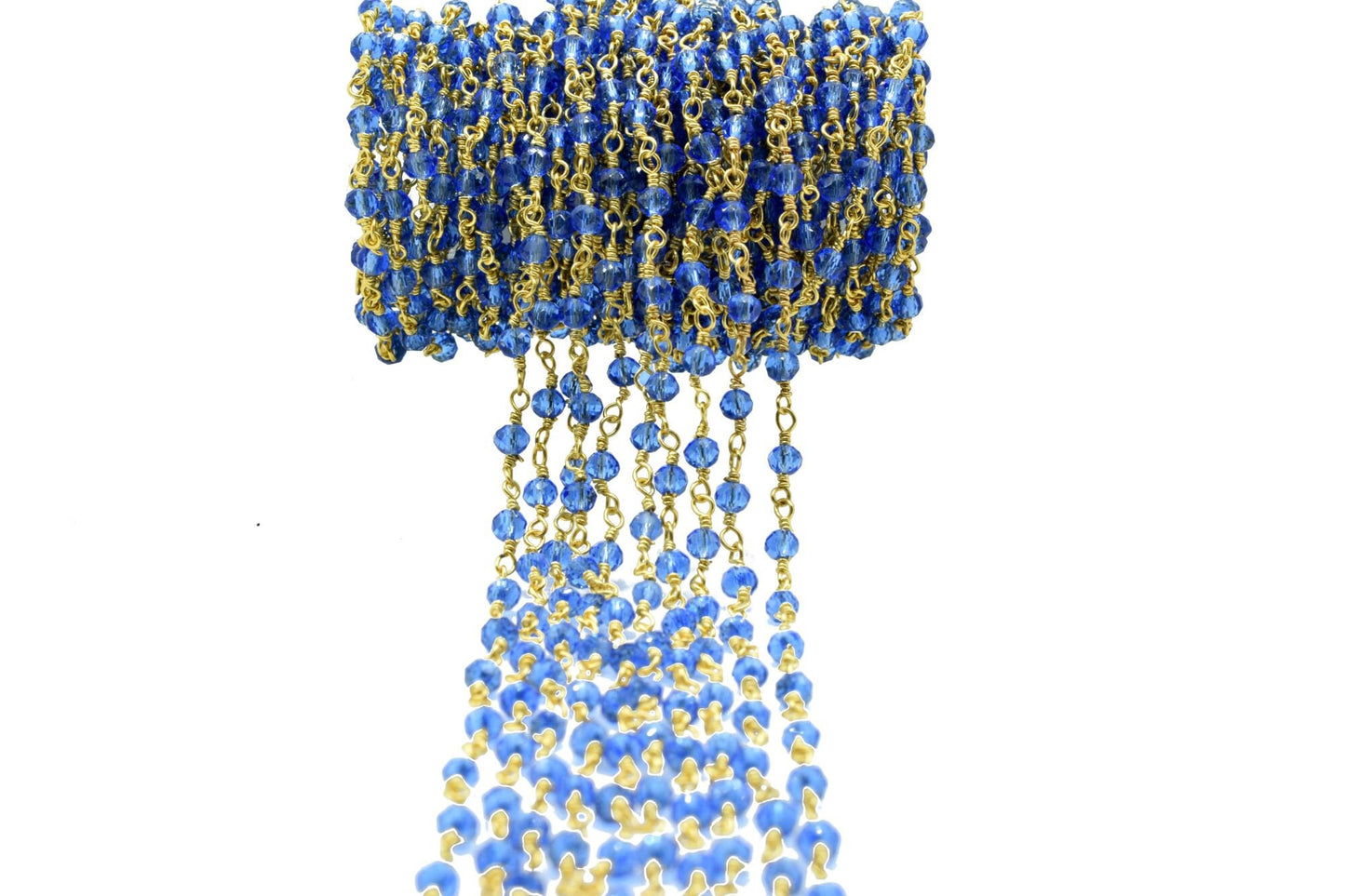 Tanzanite Quartz 3mm Beaded Chain,Rosary Chain,Tanzanite Wire Wrap Chain,Tanzanite Brass chain Jewelry Making Chain,Tanzanite Rosary