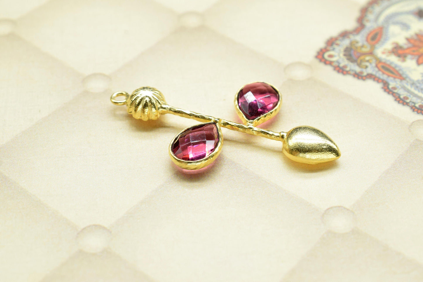 Pink Tourmaline Charms/Tourmaline Pendant/Gemstone Components/Connector Charms/Single Bail Pendant/Teardrop  Pendants/Custom Jewellery , DIY