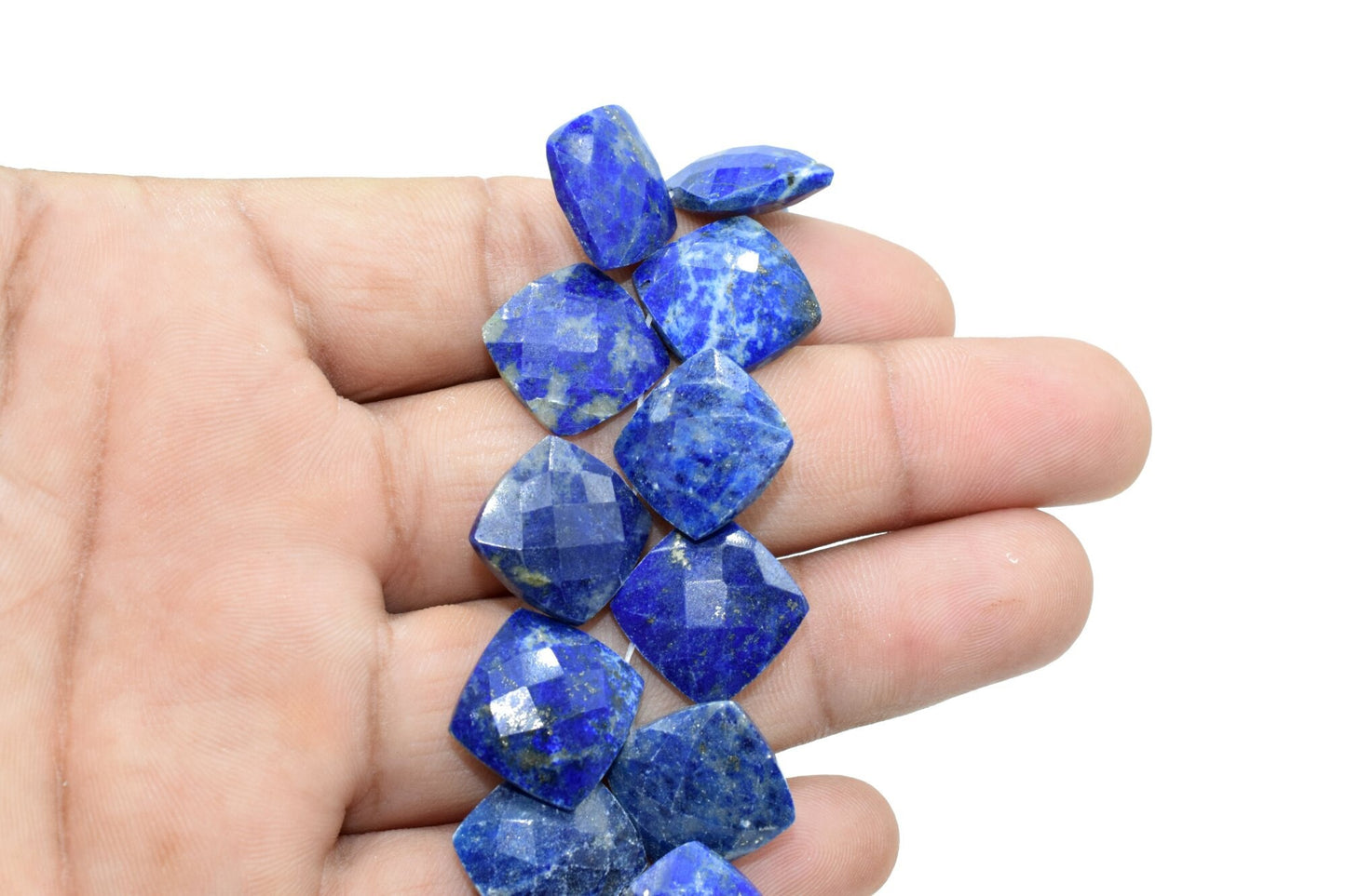 Lapis Lazuli Faceted Cushion Briolettes,Lapis Lazuli Square briolettes,Lapis Lazuli briolettes strand,Lapis Lazuli 14mm briolettes beads