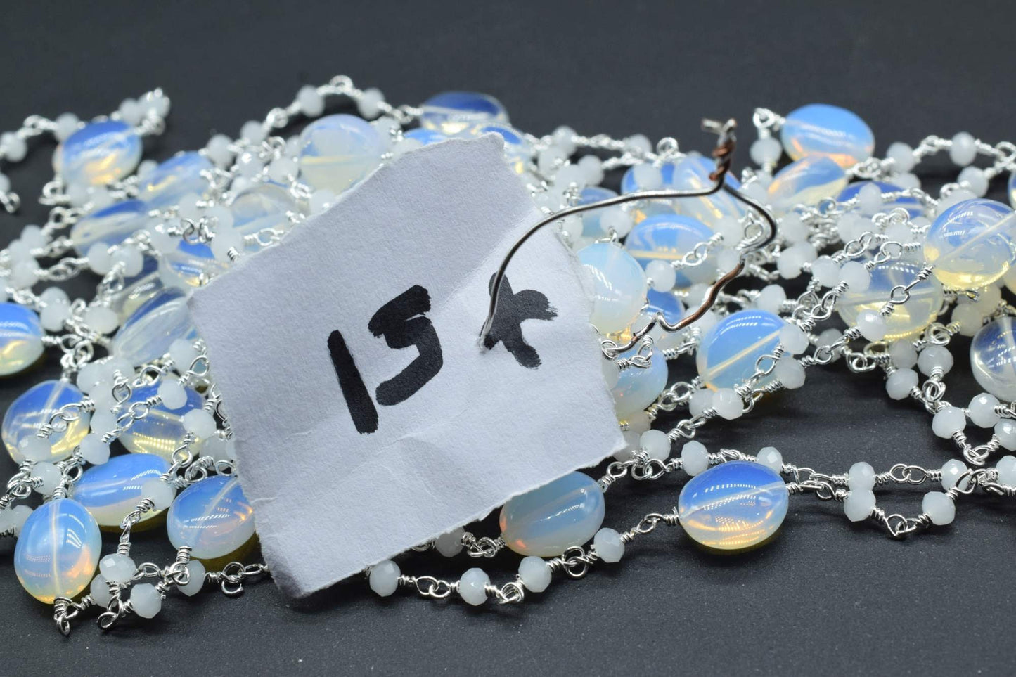 Opalite Gold Plated rosary Chain,Oval Necklace Chain,Opalite Chain,Selling Per Foot,Moonstone beads chain,Moonstone beads rosary chains