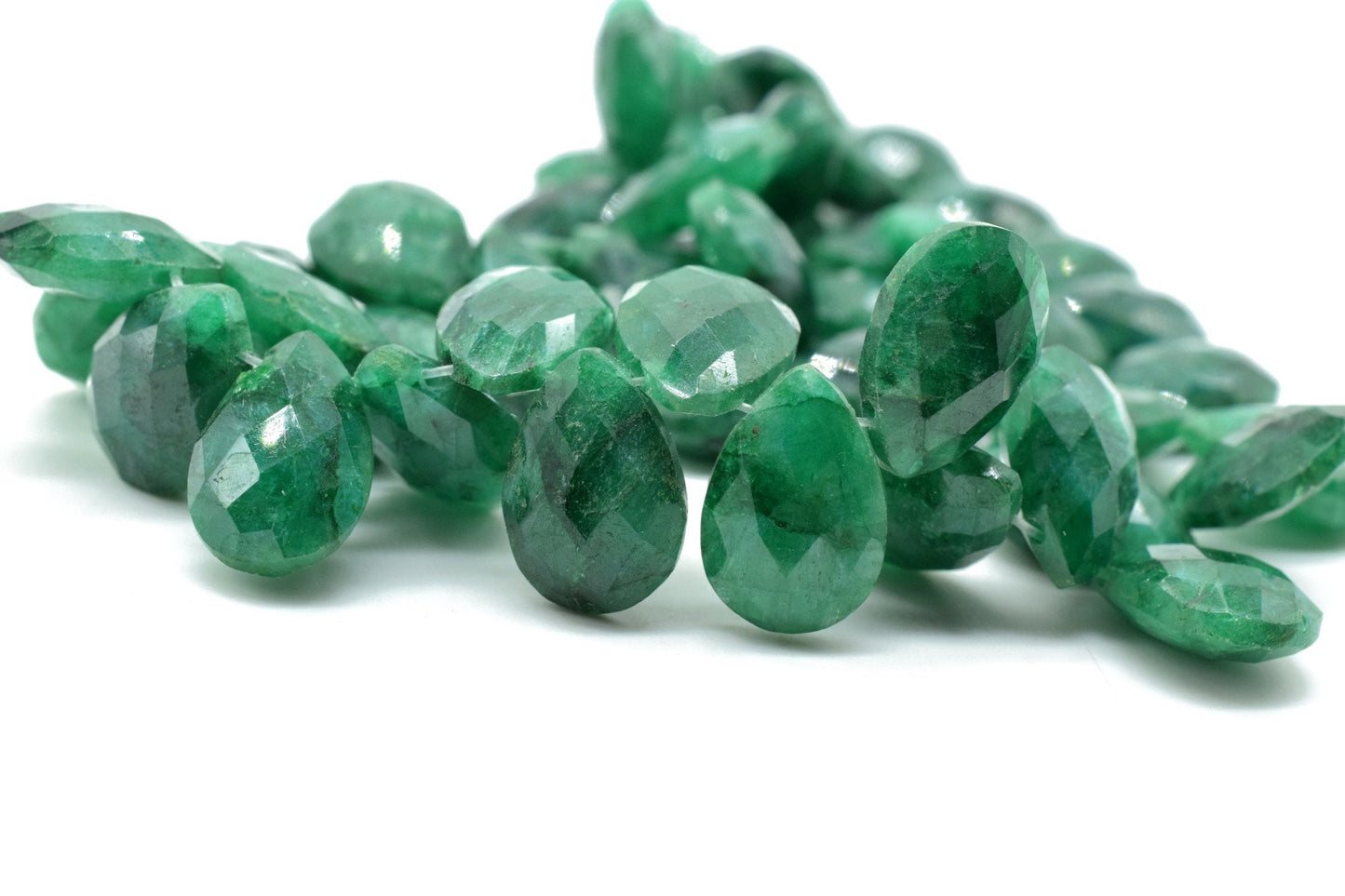 Emerald 9x13mm Briolettes,Natural Emerald Beads,Faceted Emerald Beads,Emerald Faceted Pear Briolettes,Emerald Jewelry making beads,Supplies