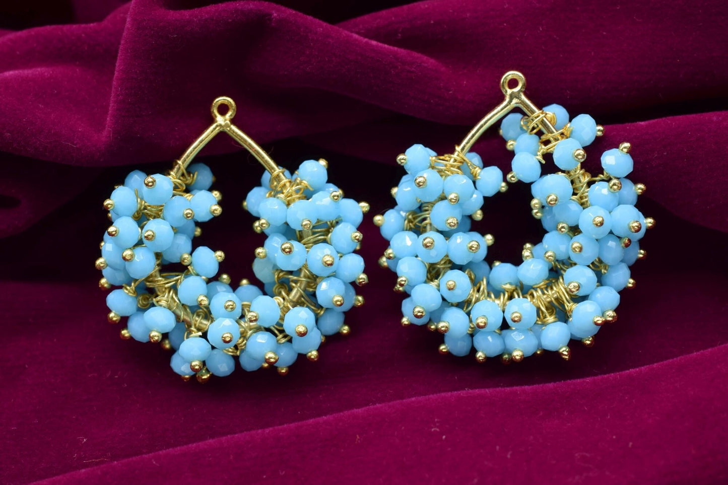 Blue Turquoise Pendant Charms,Handmade Beaded Charms Necklace,Pendant Jewelry Supply,Wire Wrapped Gemstone Component,Vermeil Dangle Earring