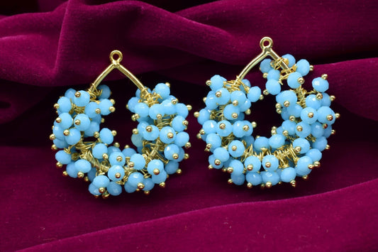 Blue Turquoise Pendant Charms,Handmade Beaded Charms Necklace,Pendant Jewelry Supply,Wire Wrapped Gemstone Component,Vermeil Dangle Earring