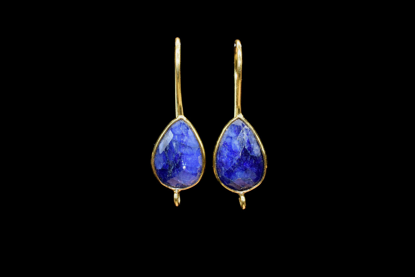 Blue Sapphire 9x13mm Teardrop Earring Connector,Sapphire Earring Studs,Gold Plated Earring Connector,Sapphire Teardrop Studs,Jewelry Making