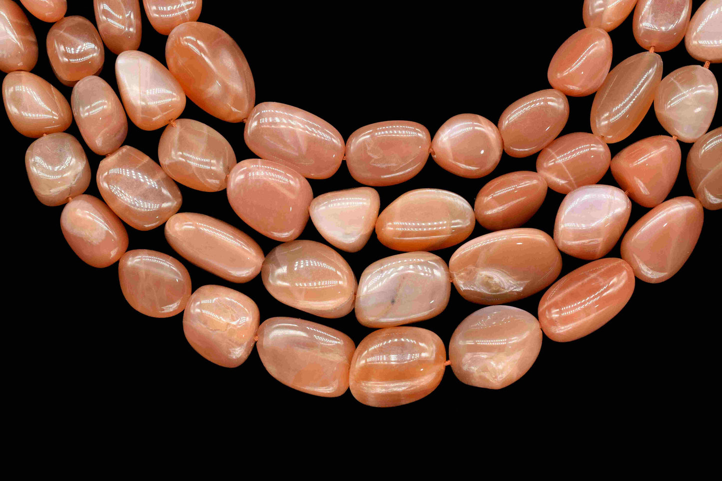 peach moonstone smooth nuggets,Oval Shape Gemstone Tumble Beads,nugget Strand,moonstone Beads Jewelry,handmade Necklace,Smooth Briolettes
