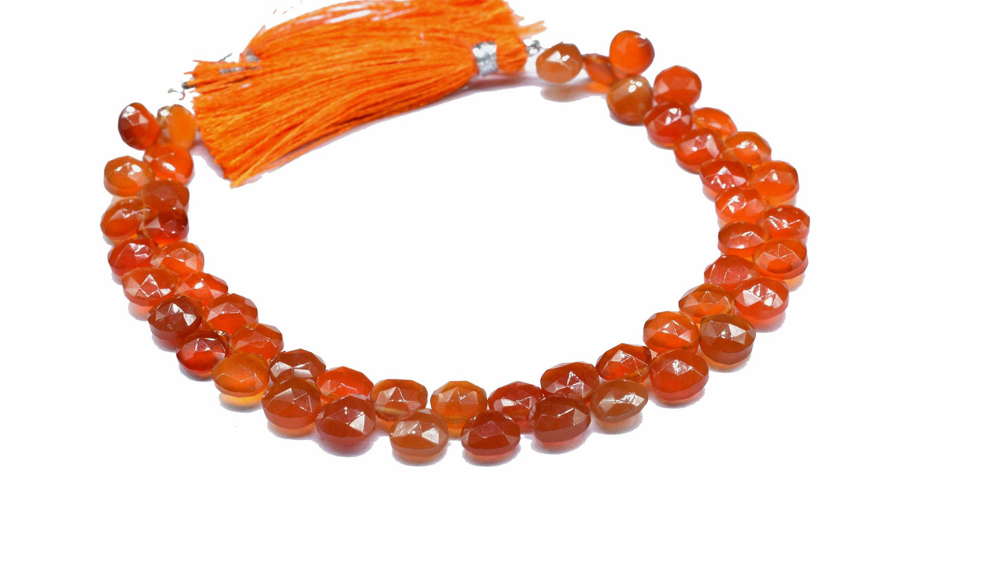 Carnelian Faceted Heart Shape Beads, Carnelian 10mm Heart Shape Beads, Faceted Orange Carnelian Beads, Heart Shape Carnelian Beads, jewelry